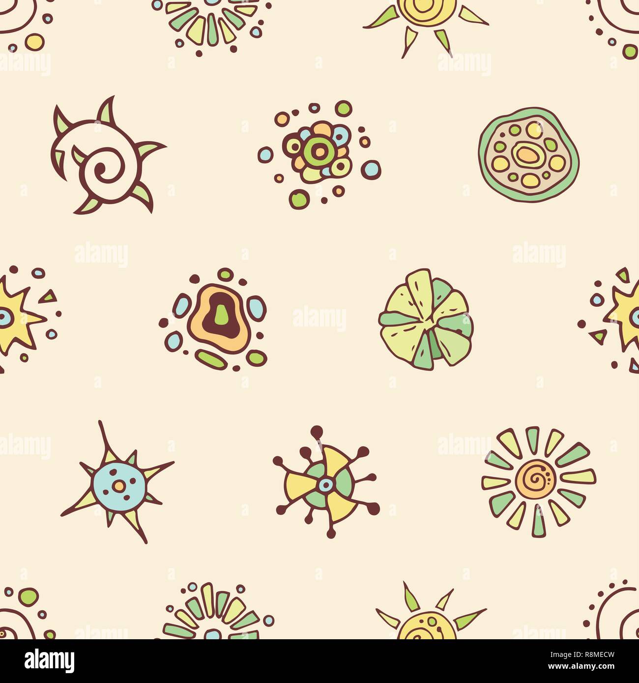 Abstract seamless pattern in doodle style with flower elements. Floral ...