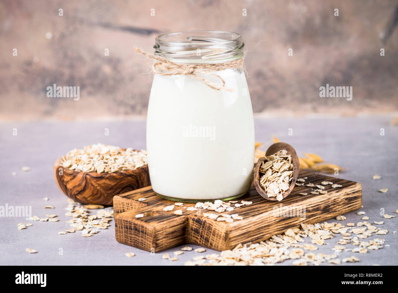 Vegan oat milk, non dairy alternative milk Stock Photo Alamy
