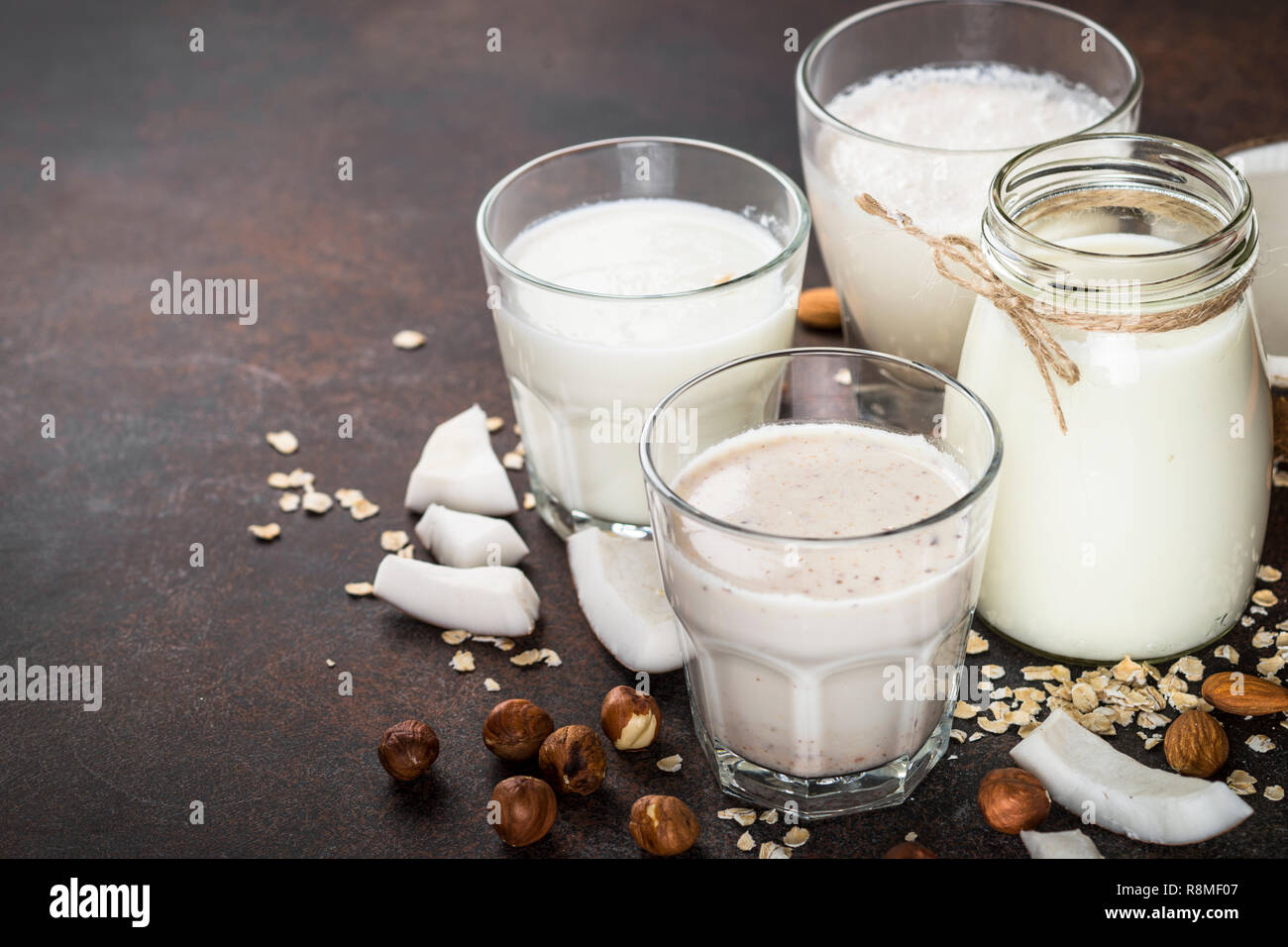 Vegan non dairy alternative milk.  Stock Photo