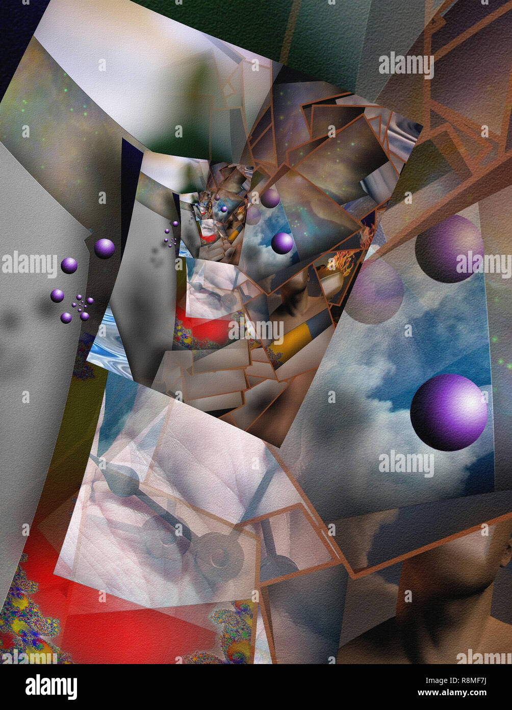 Complex composition consist of different surreal pictures Stock Photo ...