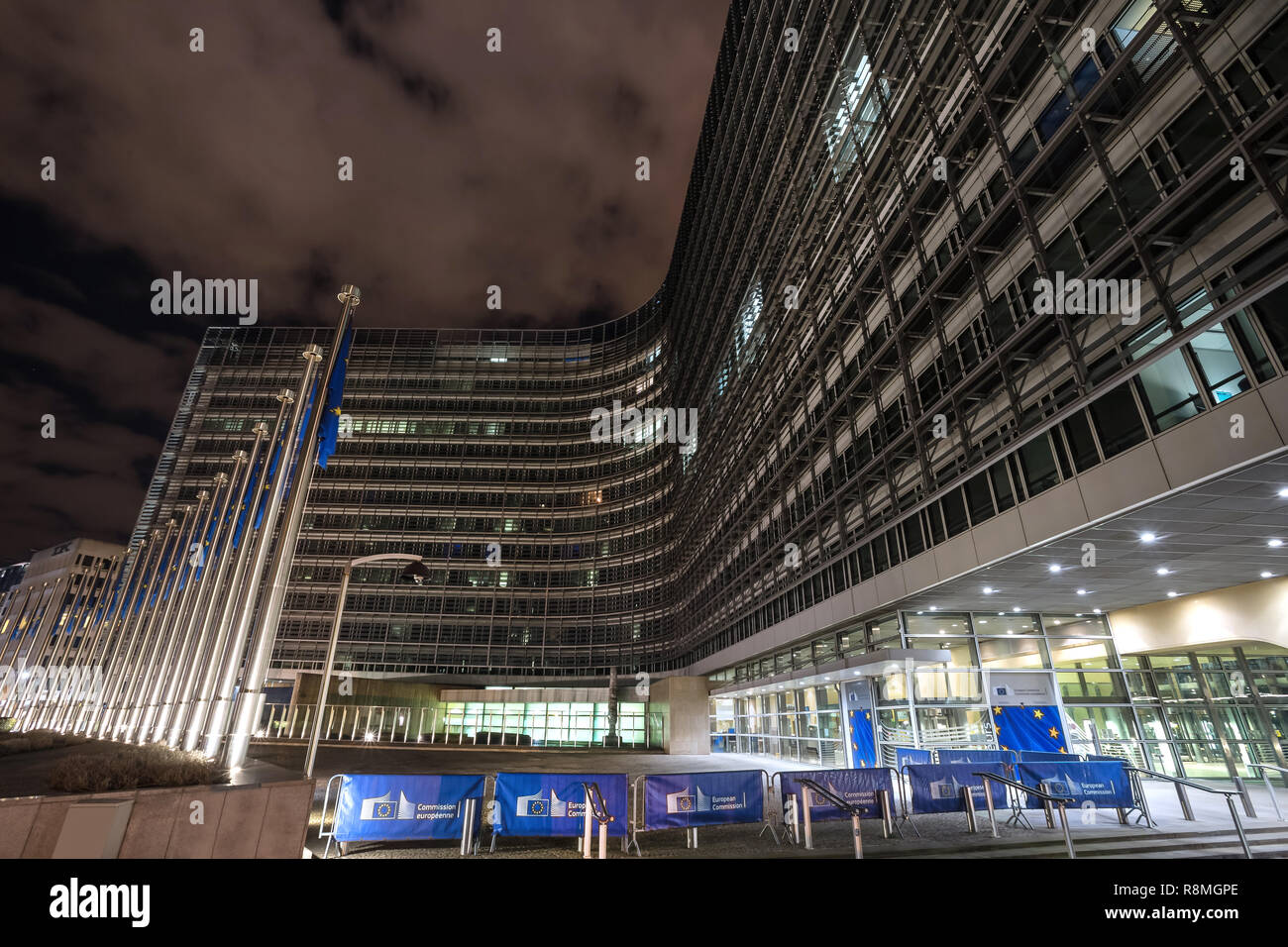 european commission building brussels belgium at night Stock Photo