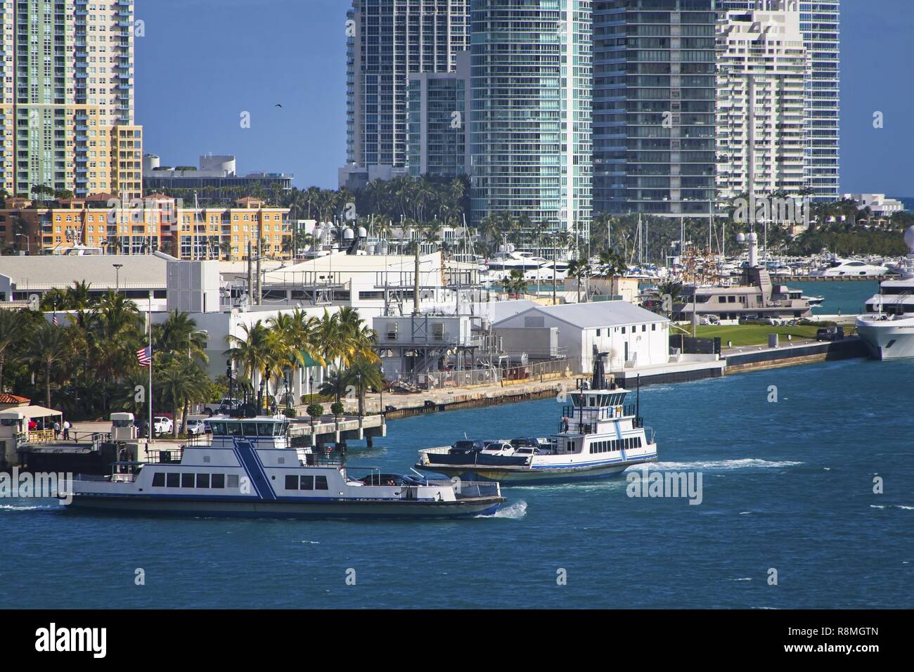 Ferries in Biscayne Bay Stock Photo