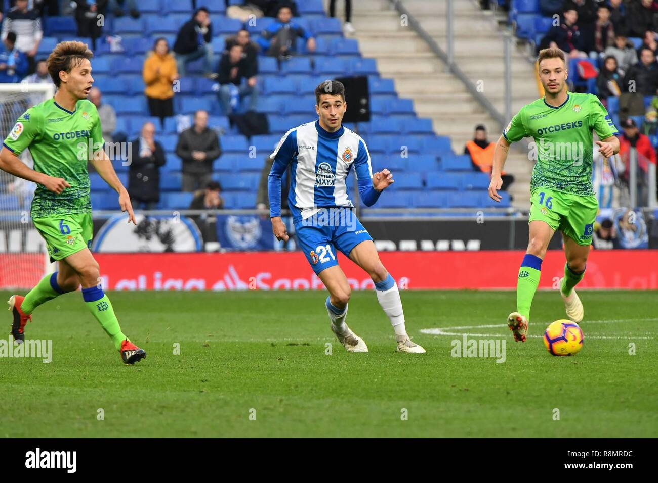 Marc roca of RCD Espanyol in action during the spanish league, La Liga,  football match between
