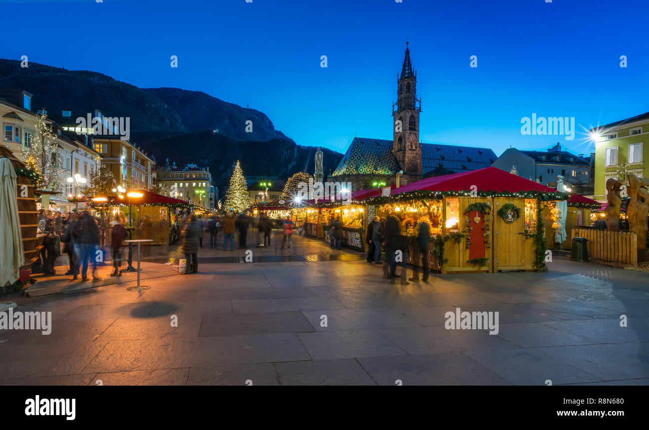 Christmas market in Bolzano, Trentino Alto Adige, Italy. Stock Photo