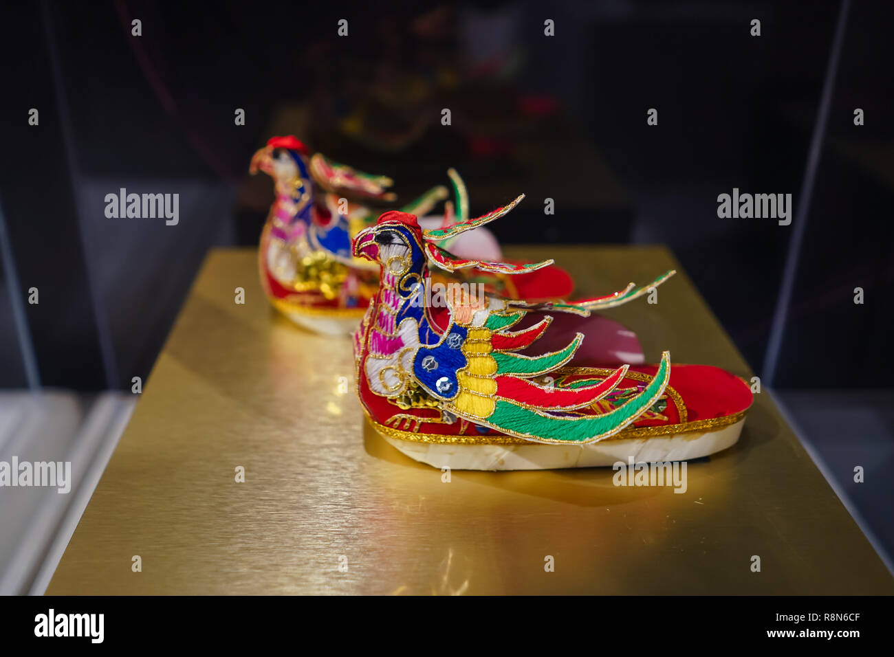 colorful mules worn in myanmar during shinpyu celebration Stock Photo