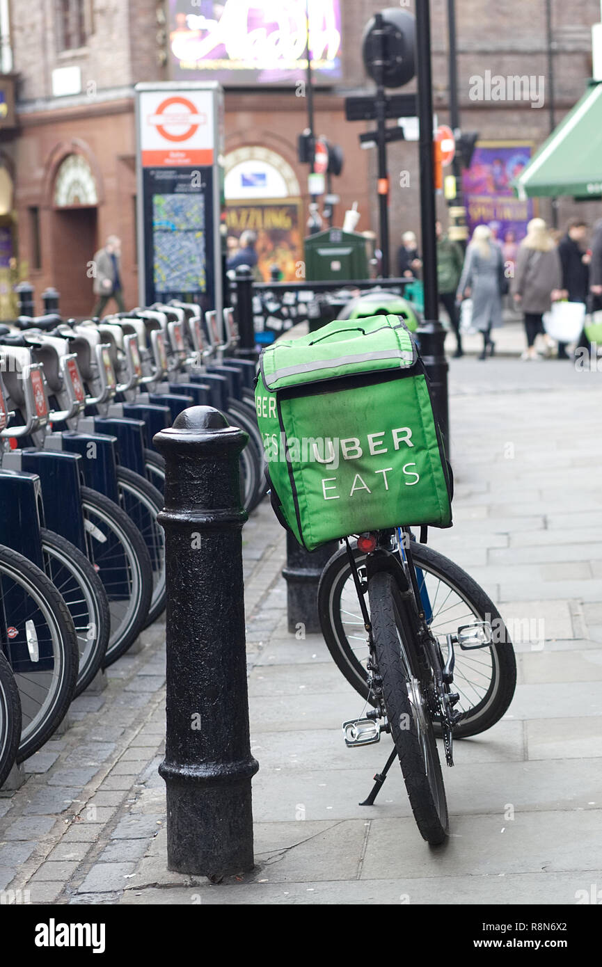 Uber Eats delivery bicycle on the streets of London Stock Photo