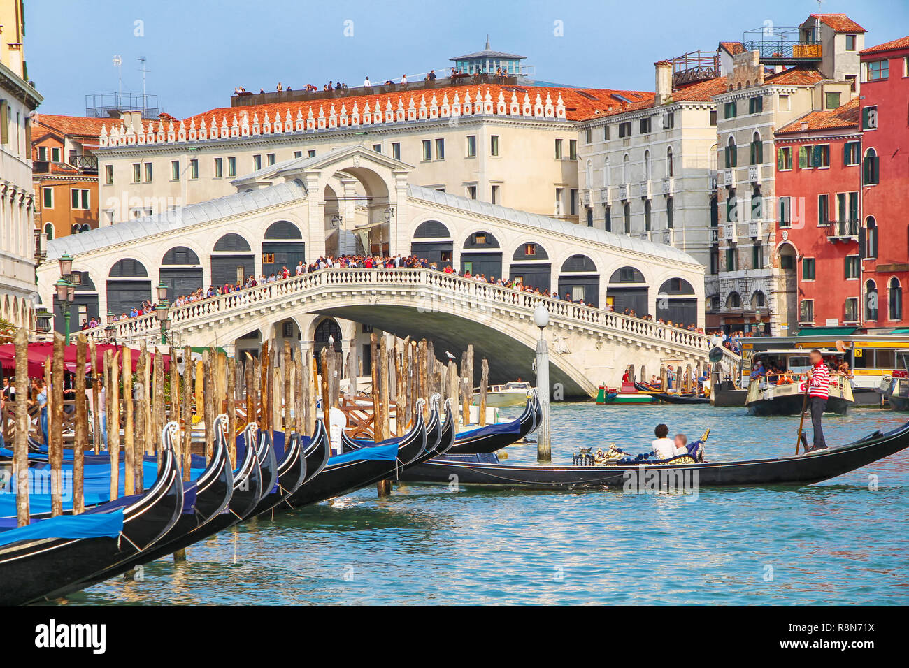 Venice with Rialto Bridge, Italy Stock Photo