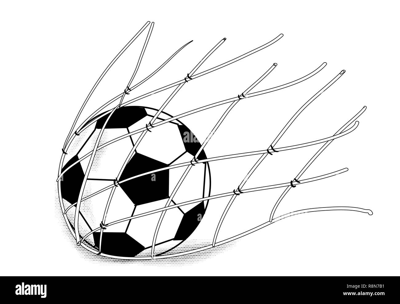 soccer ball in the net isolated on white background Stock Vector Image ...