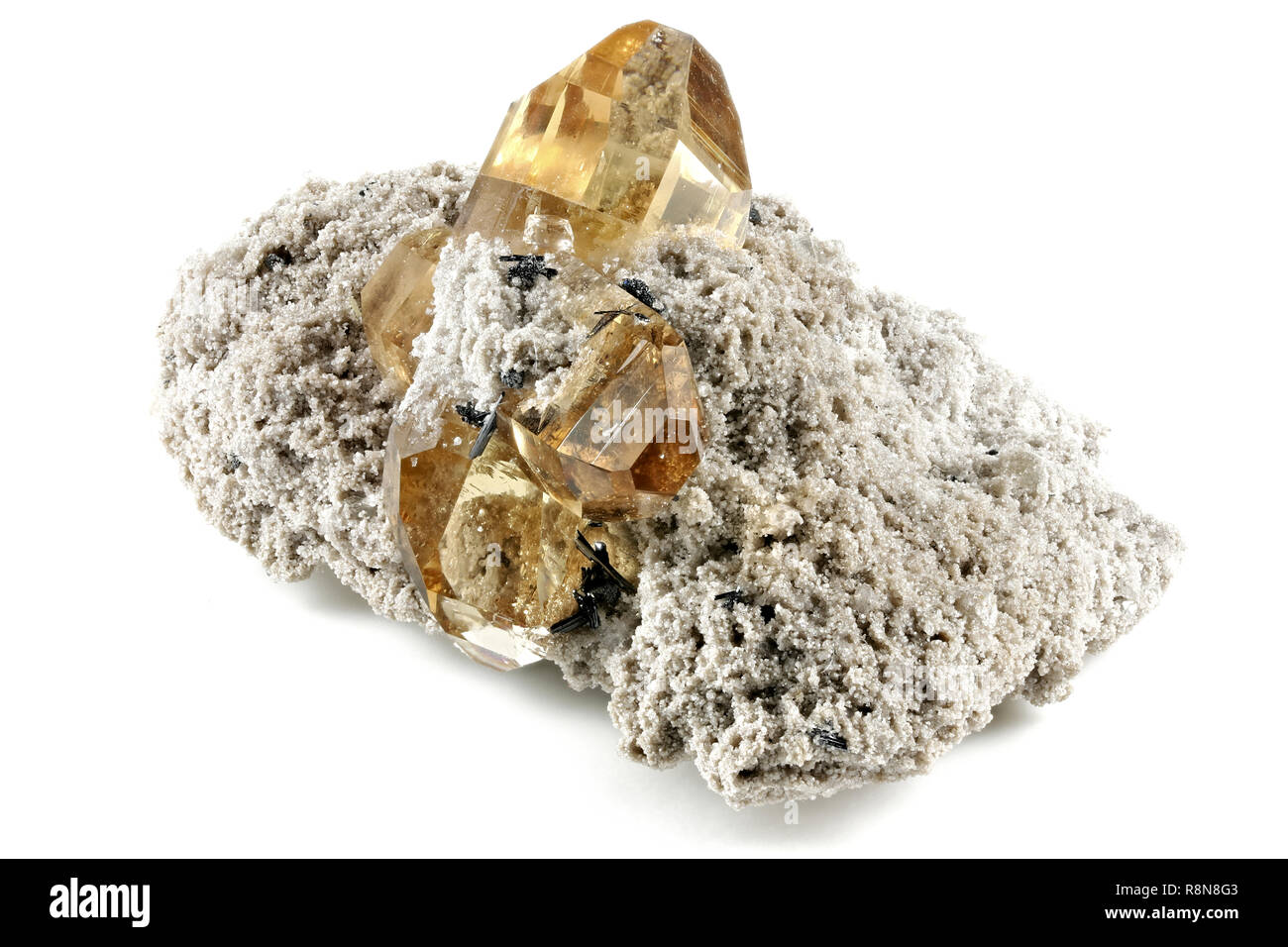 topaz on volcanic rhyolite matrix from Thomas Range, Utah isolated on ...