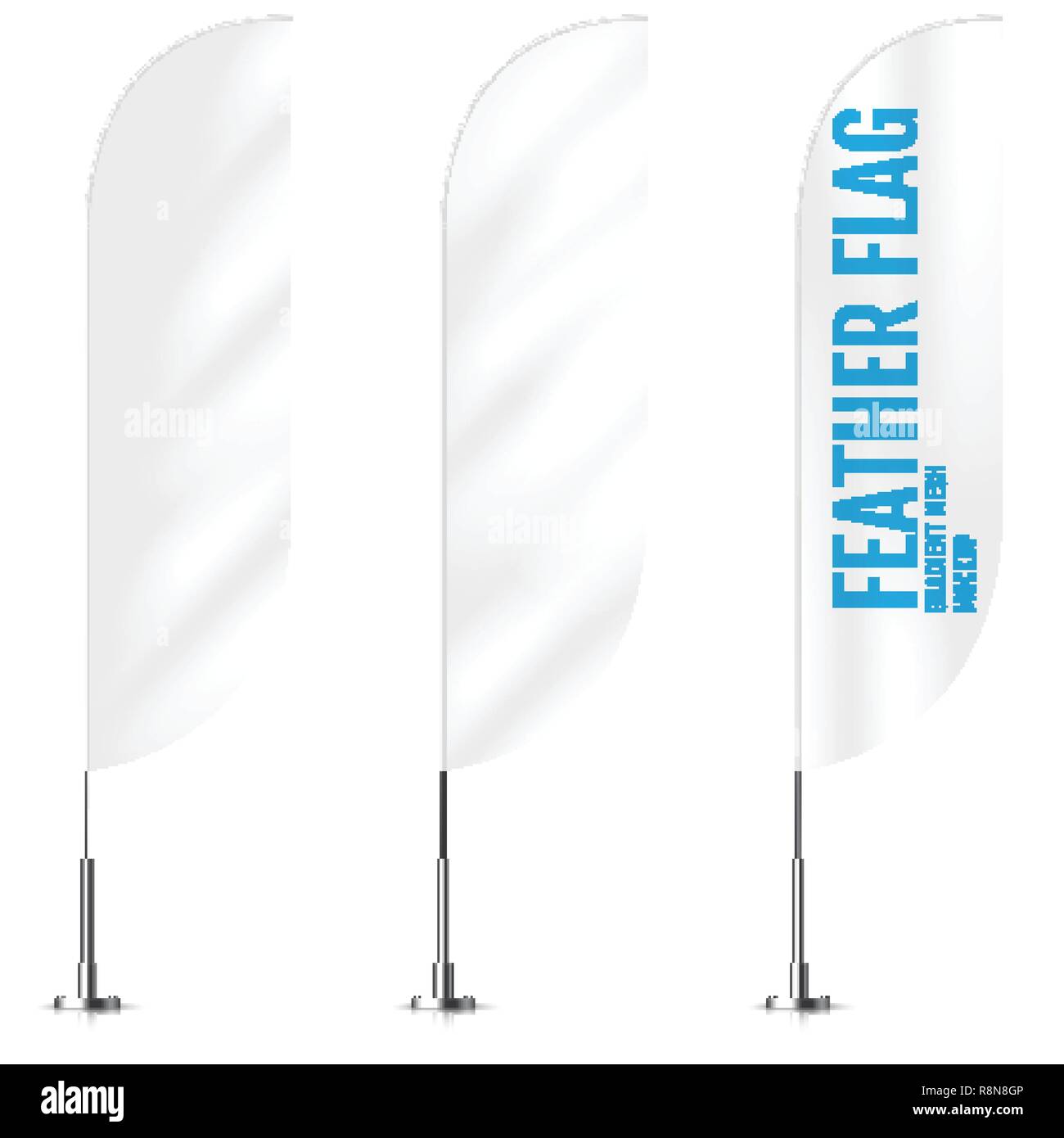 White Textile Feather Banner Flags Banner Flag Mockups Set