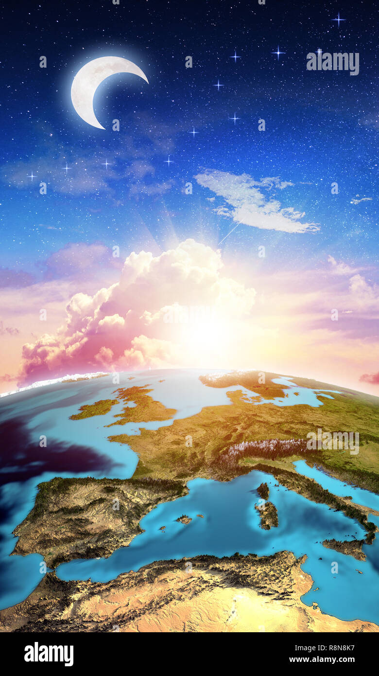 Europe from space map vertical background Stock Photo