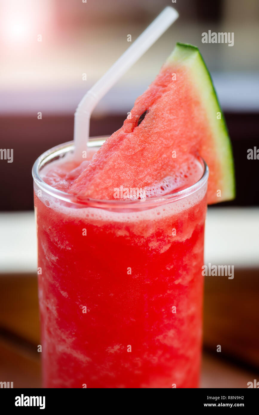 Watermelon smoothie fresh and cold drink. Stock Photo