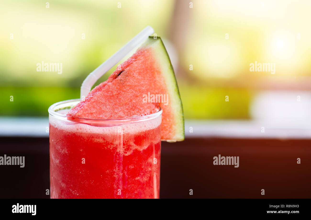 Watermelon smoothie fresh and cold drink. Stock Photo