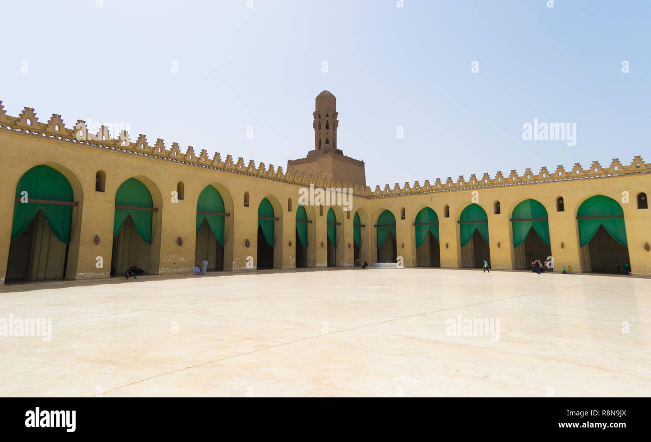Inside al hakim mosque in Cairo Egypt . The Mosque of al-Hakim, nicknamed al-Anwar, is a major Islamic religious site in Cairo, Egypt. It is named aft Stock Photo