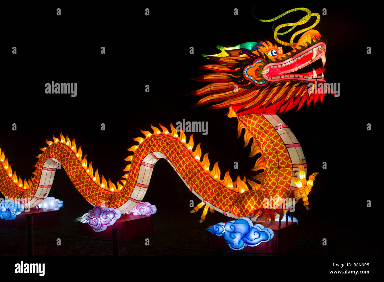 illuminated chinese dragon light object at a China Light Fe Stock Photo