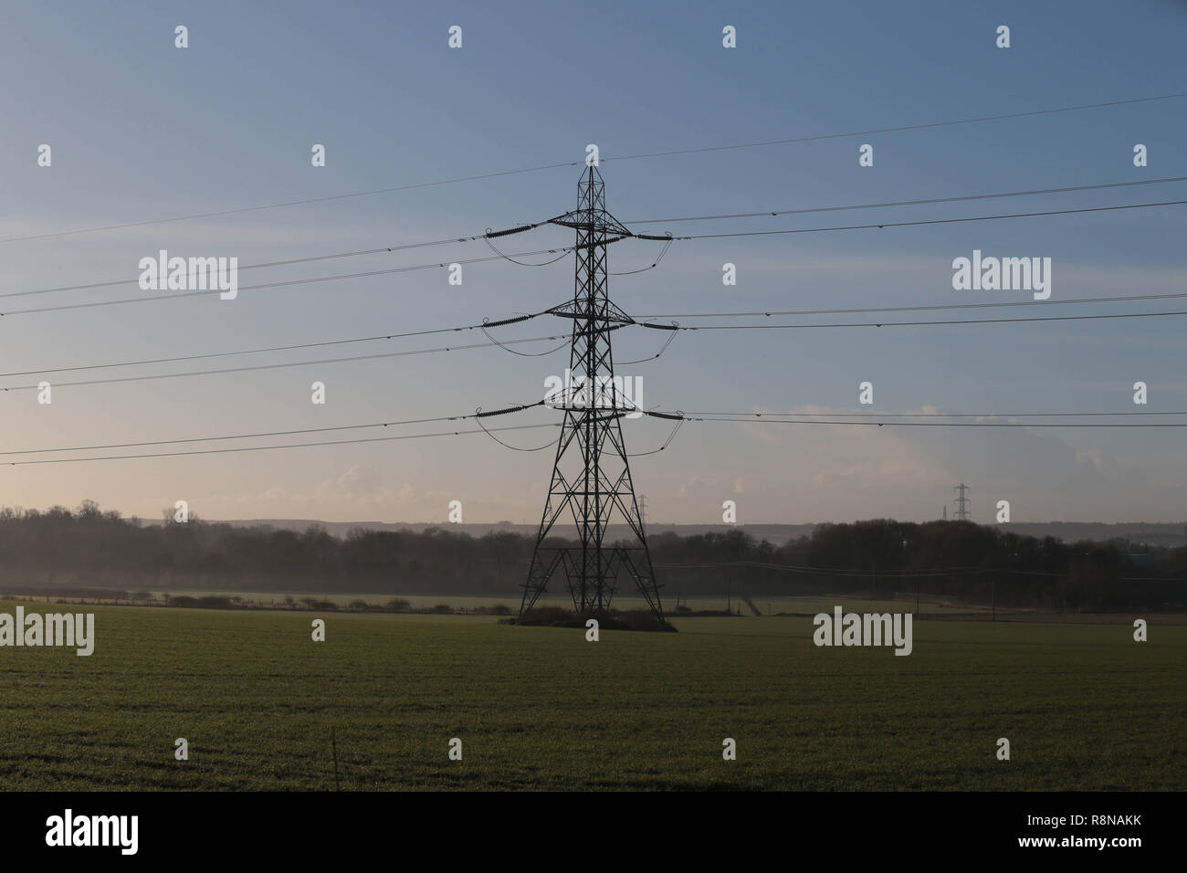 Electric Pylons in the countryside Stock Photo