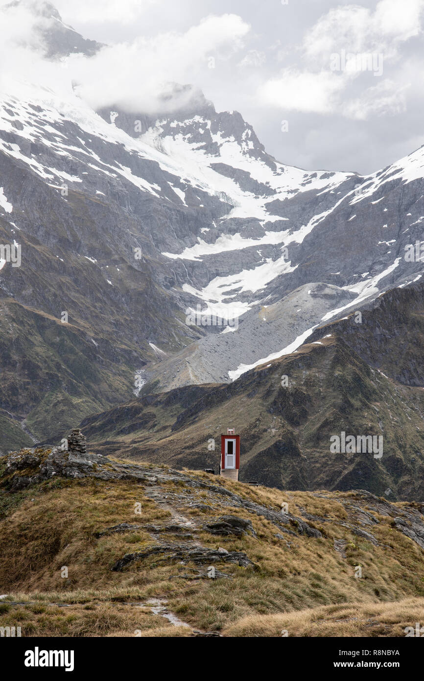 Remote toilet in the wilderness, New Zealand Stock Photo