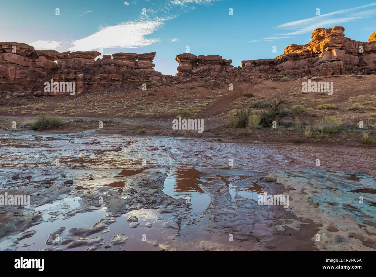 Indian Creek at Indian Creek Falls filled with water after a flash flood after heavy rains on