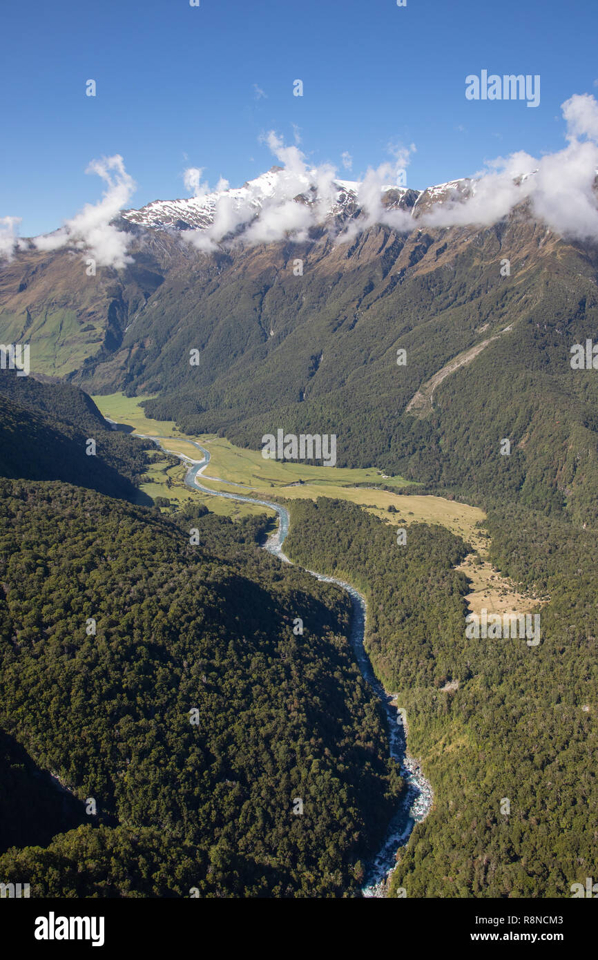 Aerial Of Mt Aspiring National Park South Island New Zealand Stock