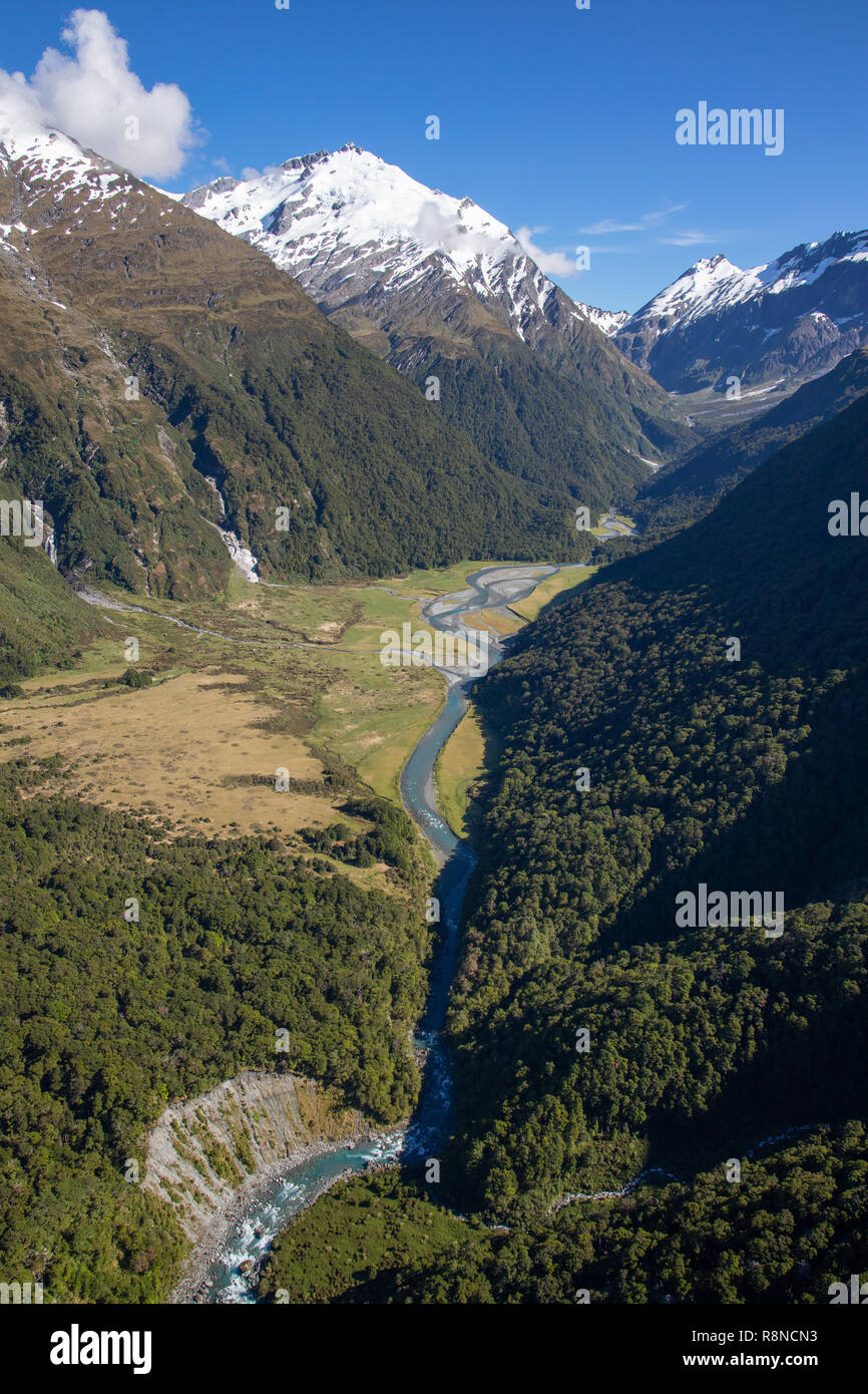 Aerial of Mt Aspiring National Park, South Island, New Zealand Stock Photo