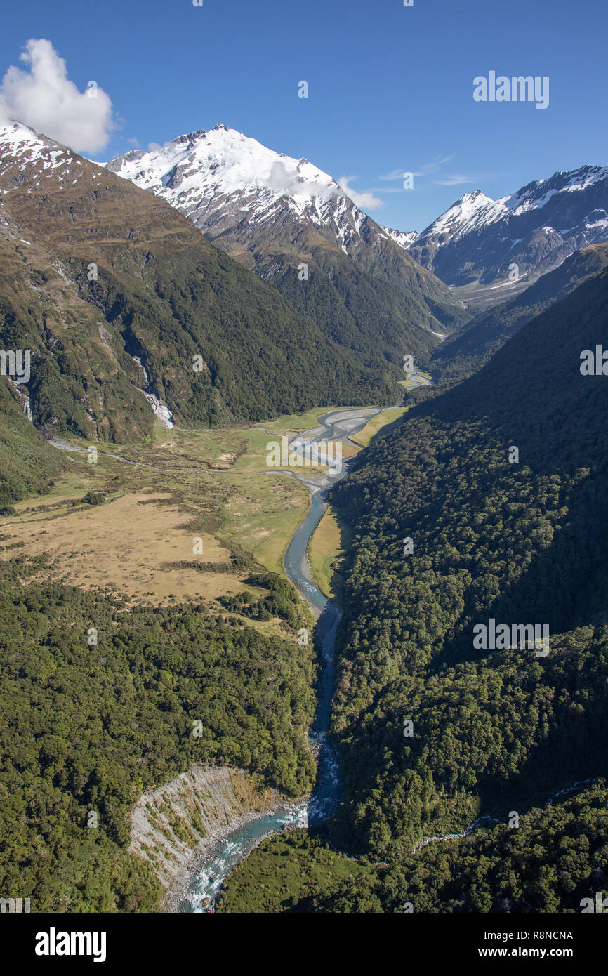 Aerial of Mt Aspiring National Park, South Island, New Zealand Stock Photo