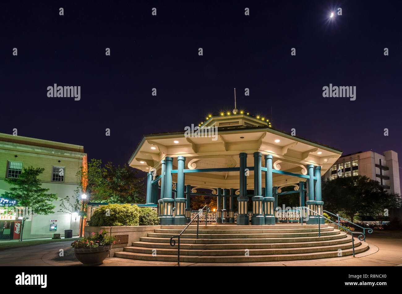 Decatur Square's gazebo and bandstand is pictured at night, June 4, 2014, in Decatur, Georgia. Stock Photo