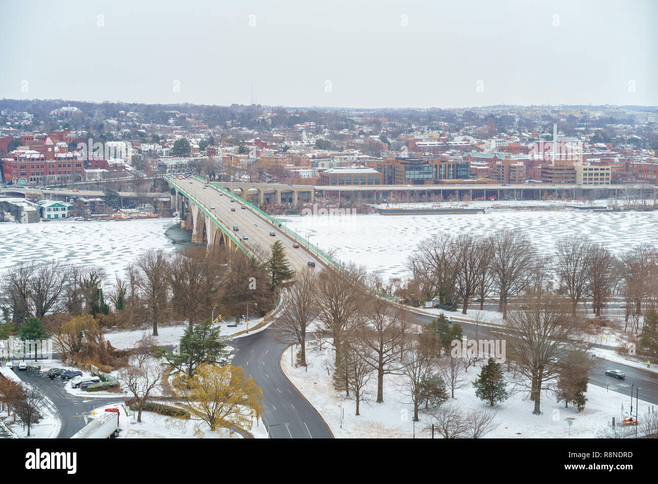 Key bridge in Washington DC at winter Stock Photo