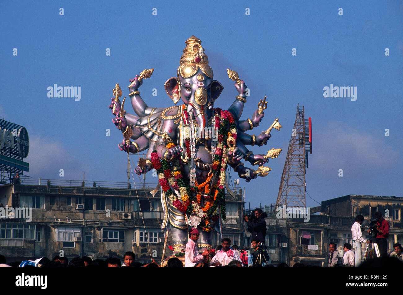 procession of different huge idol of Elephant headed God on Ganesh ...