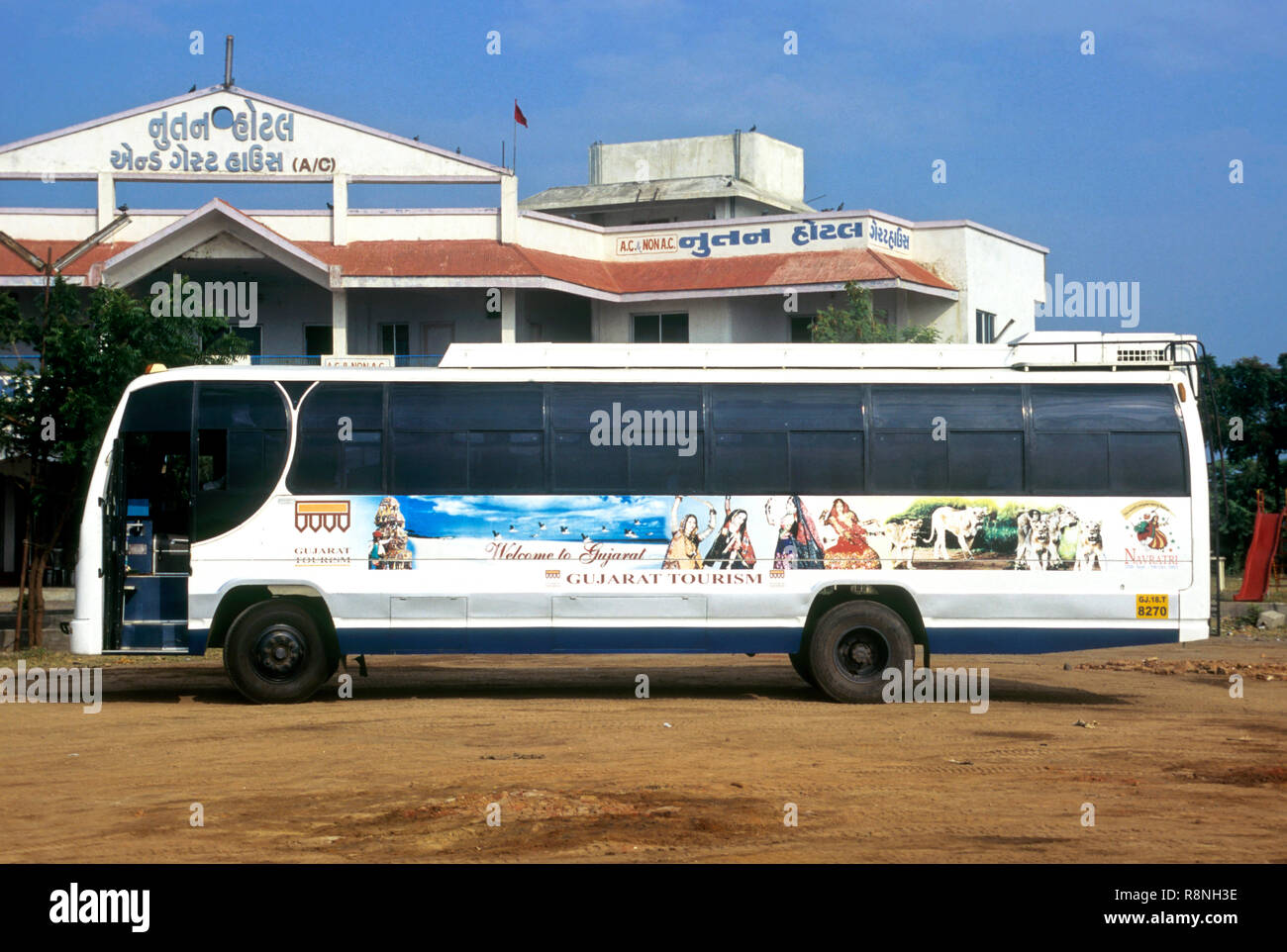 luxurious coach of gujarat tourism, ahmedabad, gujarat, india Stock Photo