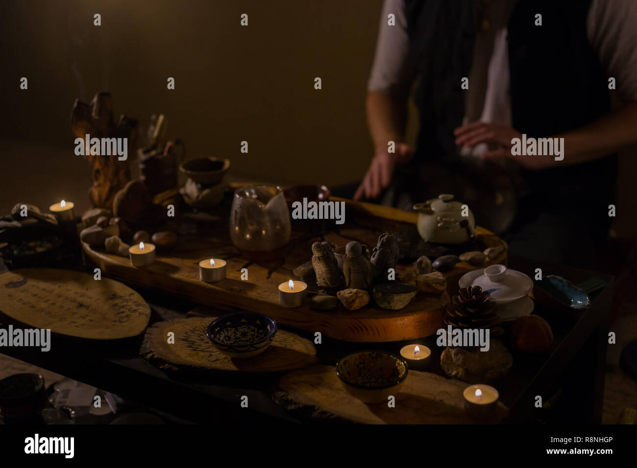 Man playing hang drum Stock Photo