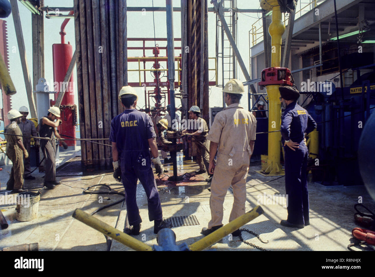 PGA-46363 : people working at oil rig plant ; india Stock Photo