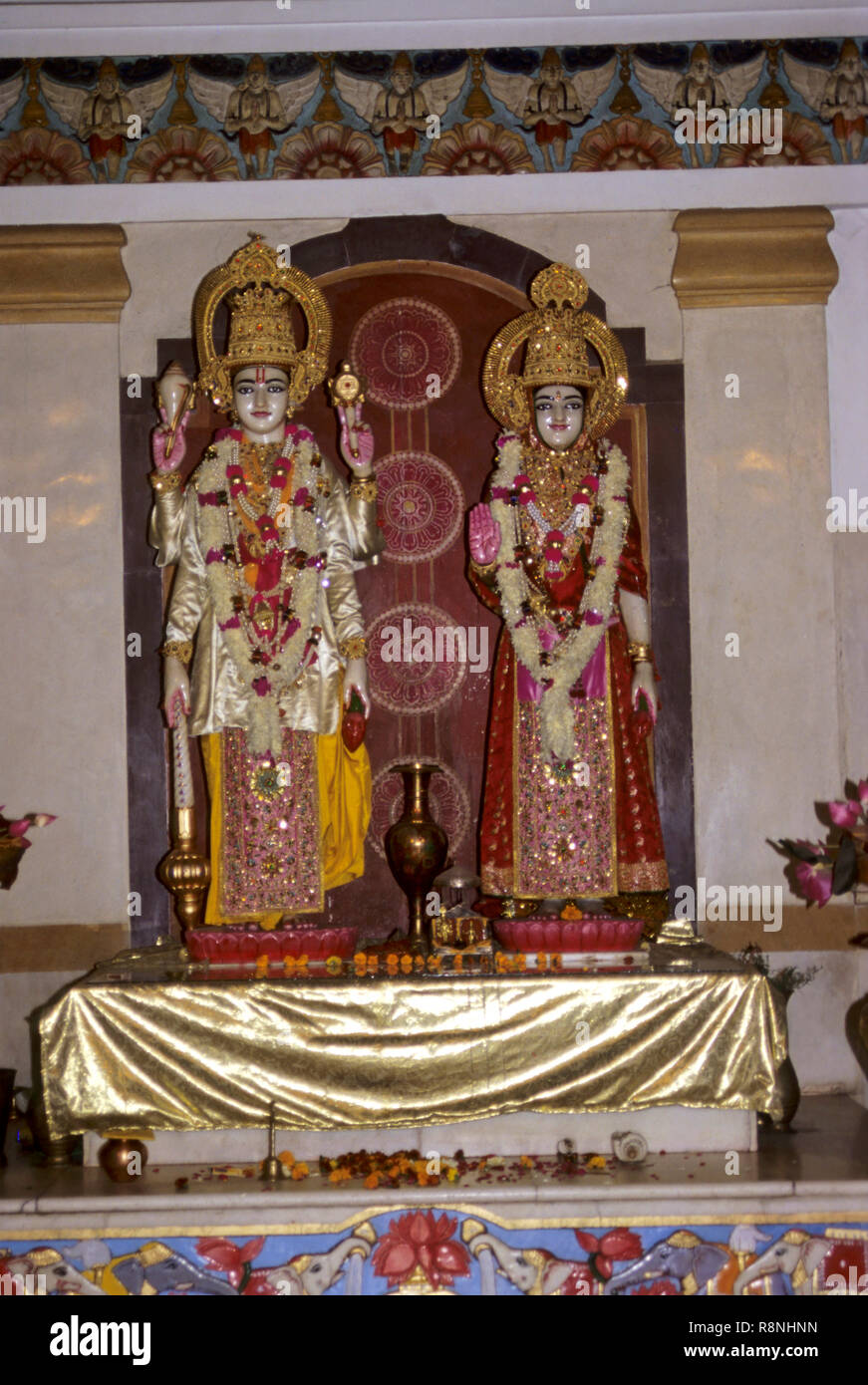 Statues of God and Goddess Lakshmi and Narayana in bira temple, Delhi