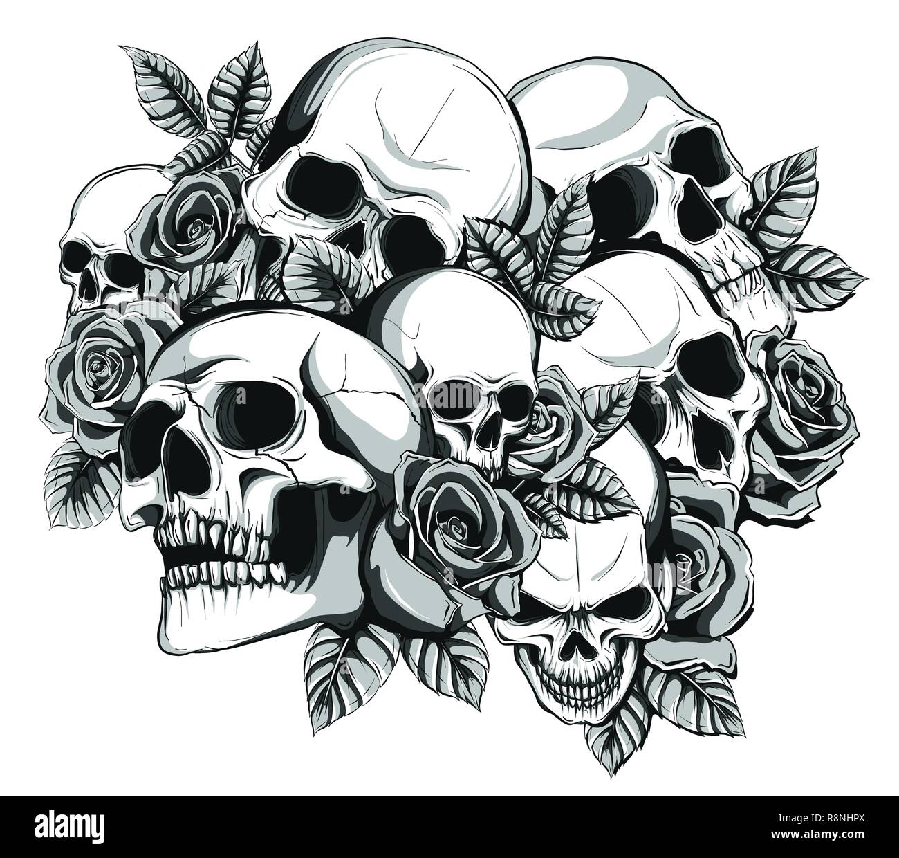 Tattoo style skull illustration hi-res stock photography and images - Alamy