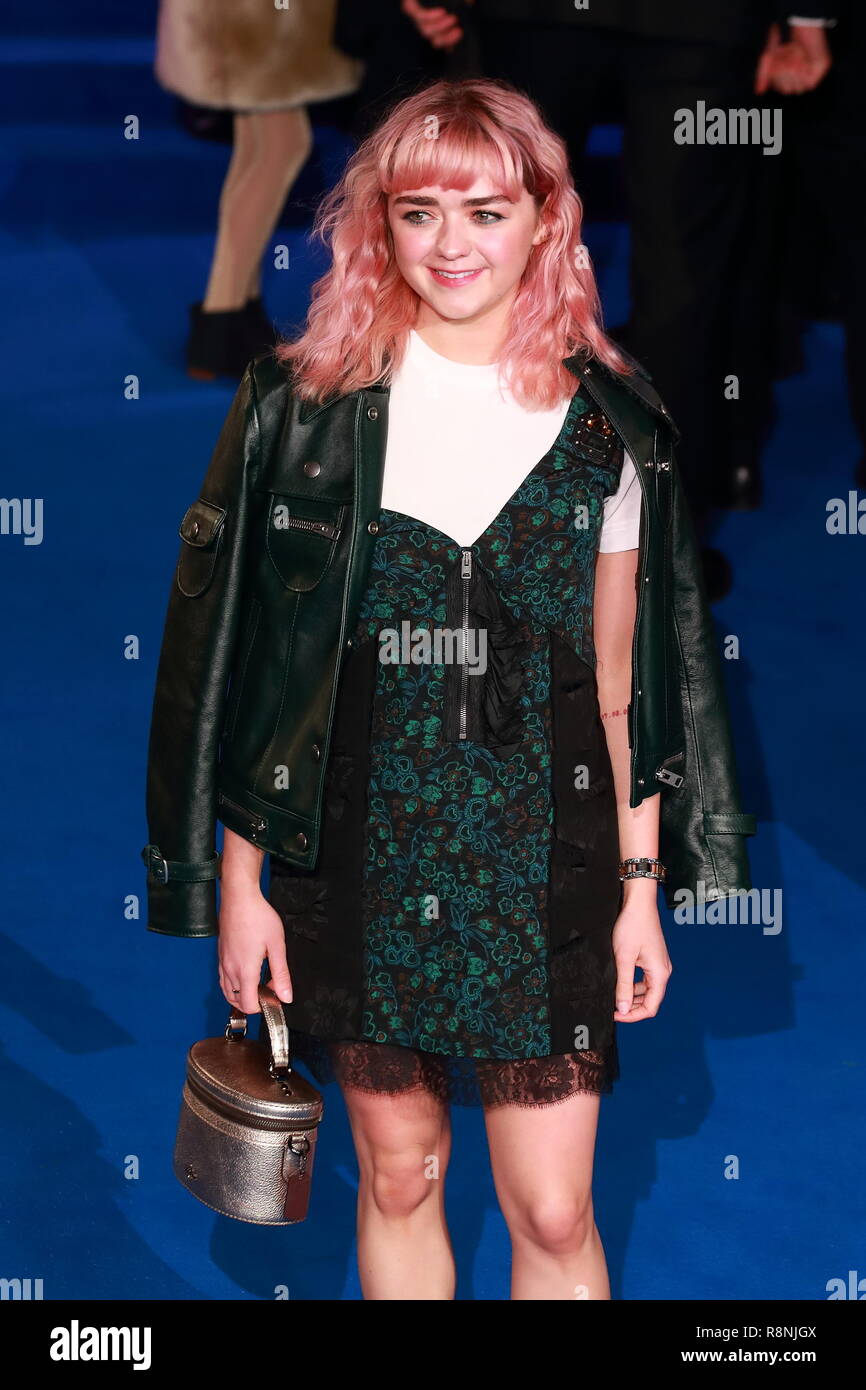 Maisie Williams at the Premiere of Mary Poppins Returns at the Royal Albert Hall in London, UK Stock Photo