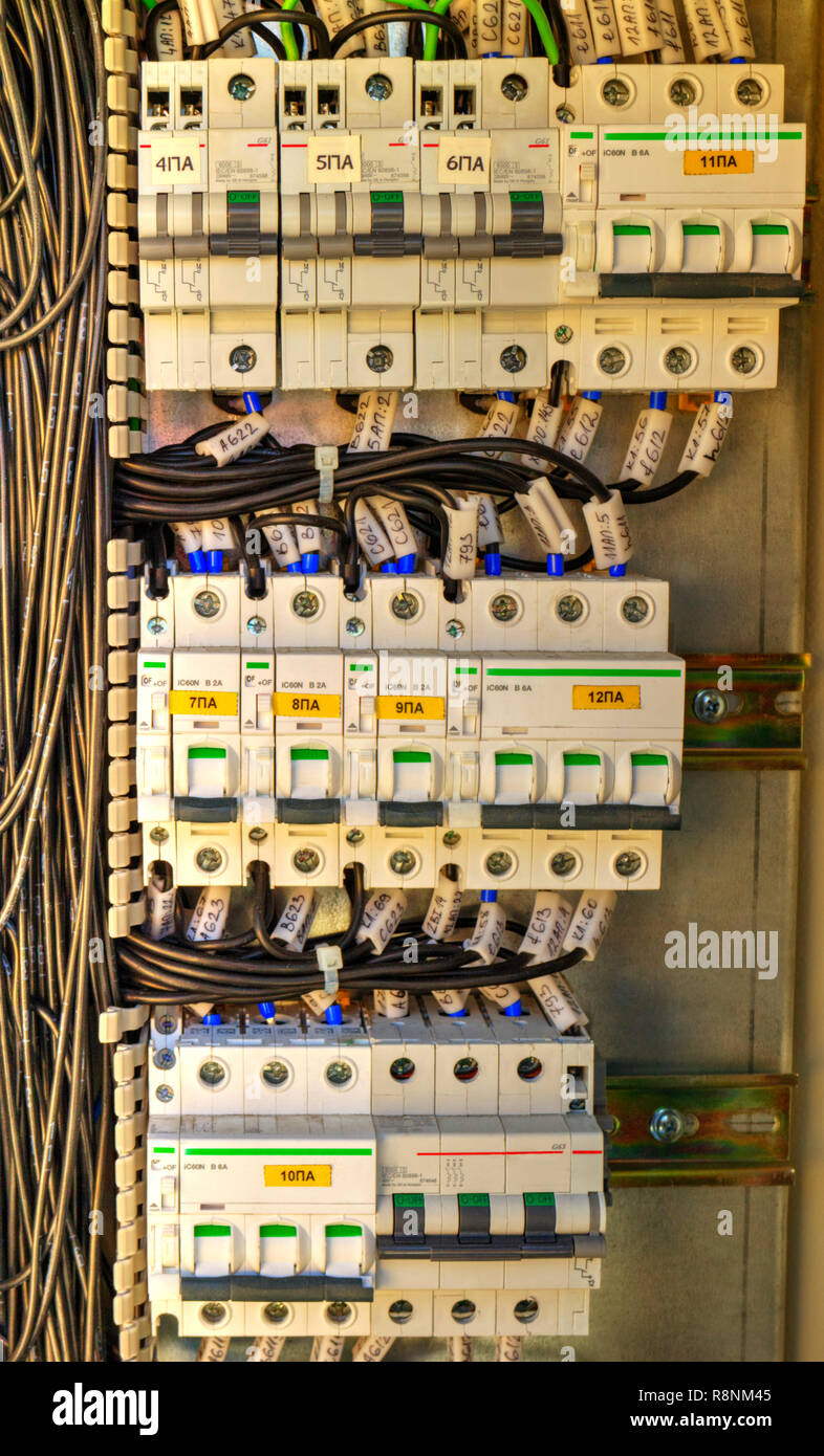 Control panel with terminals and wires inside view Stock Photo - Alamy