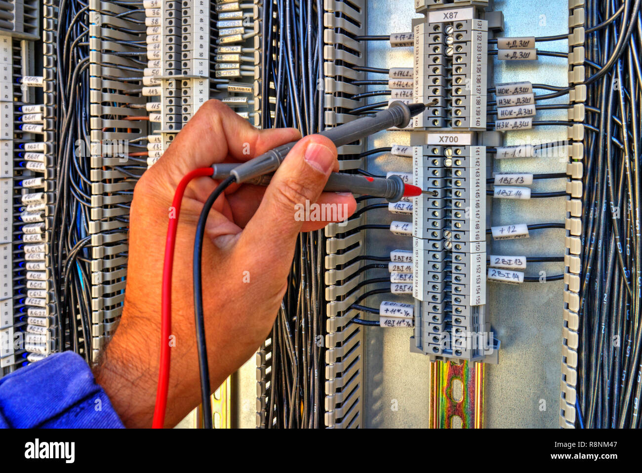 Control panel with terminals and wires inside view Stock Photo - Alamy