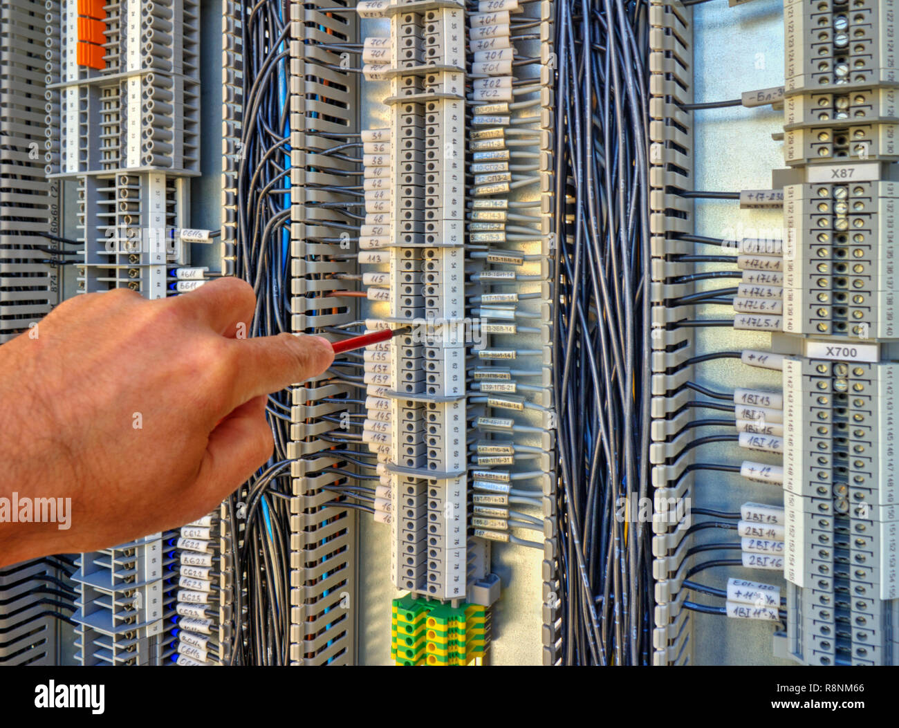 Control panel with terminals and wires inside view Stock Photo - Alamy