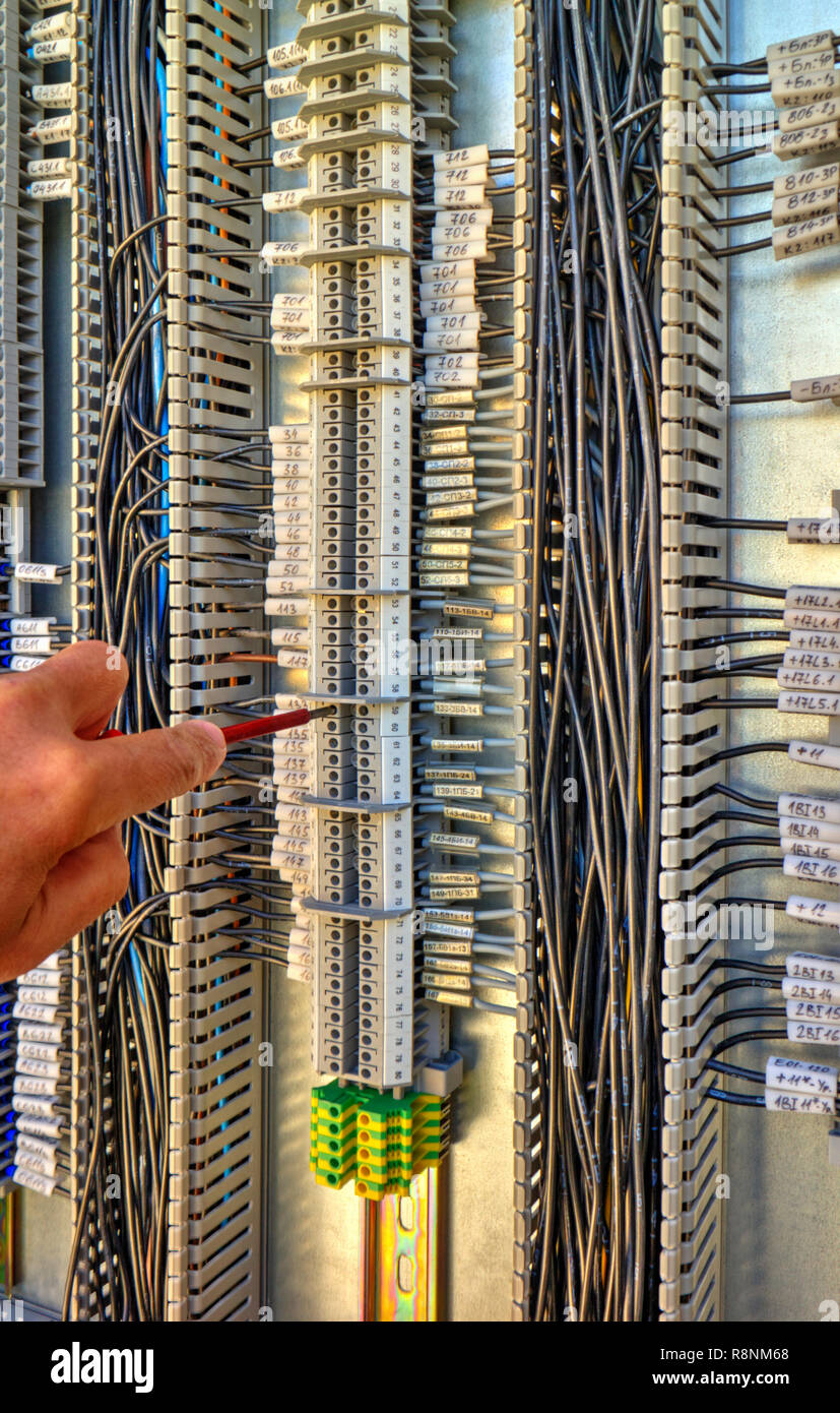 Control panel with terminals and wires inside view Stock Photo - Alamy