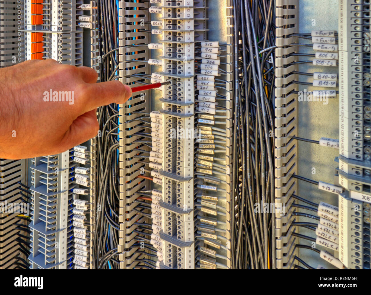 Control panel with terminals and wires inside view Stock Photo - Alamy