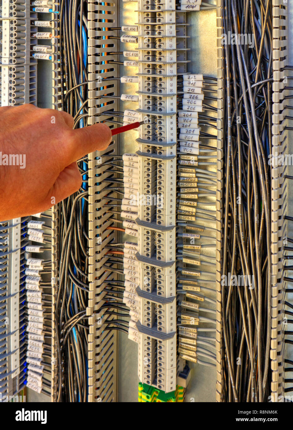 Control panel with terminals and wires inside view Stock Photo - Alamy