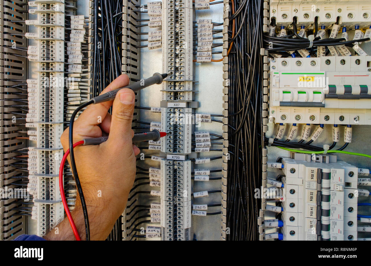Control panel with terminals and wires inside view Stock Photo - Alamy
