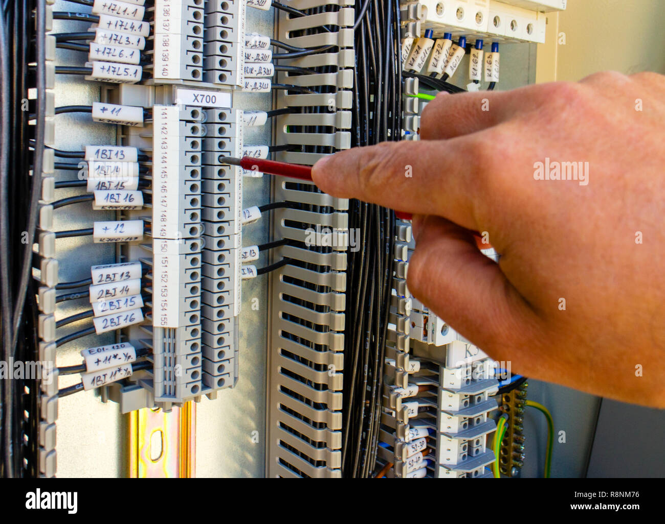 Control panel with terminals and wires inside view Stock Photo - Alamy