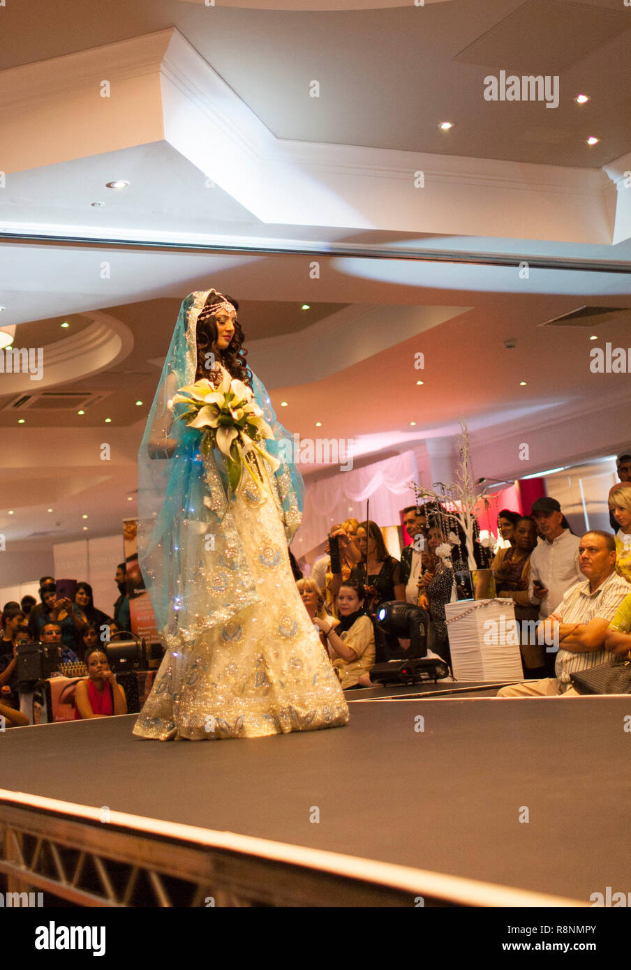 Fashion Show with Indian Models at Wedding Exhibition in Bedford August 2014 Stock Photo