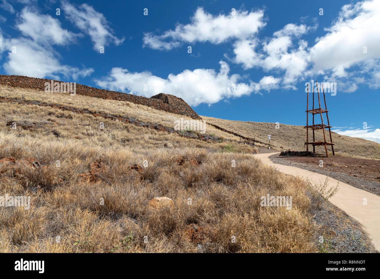 Kawaihae, Hawaii - Pu'ukohola Heiau National Historic Site. The heiau, or temple, was built in 1790-91 by Kamehameha the Great, who became the first k Stock Photo