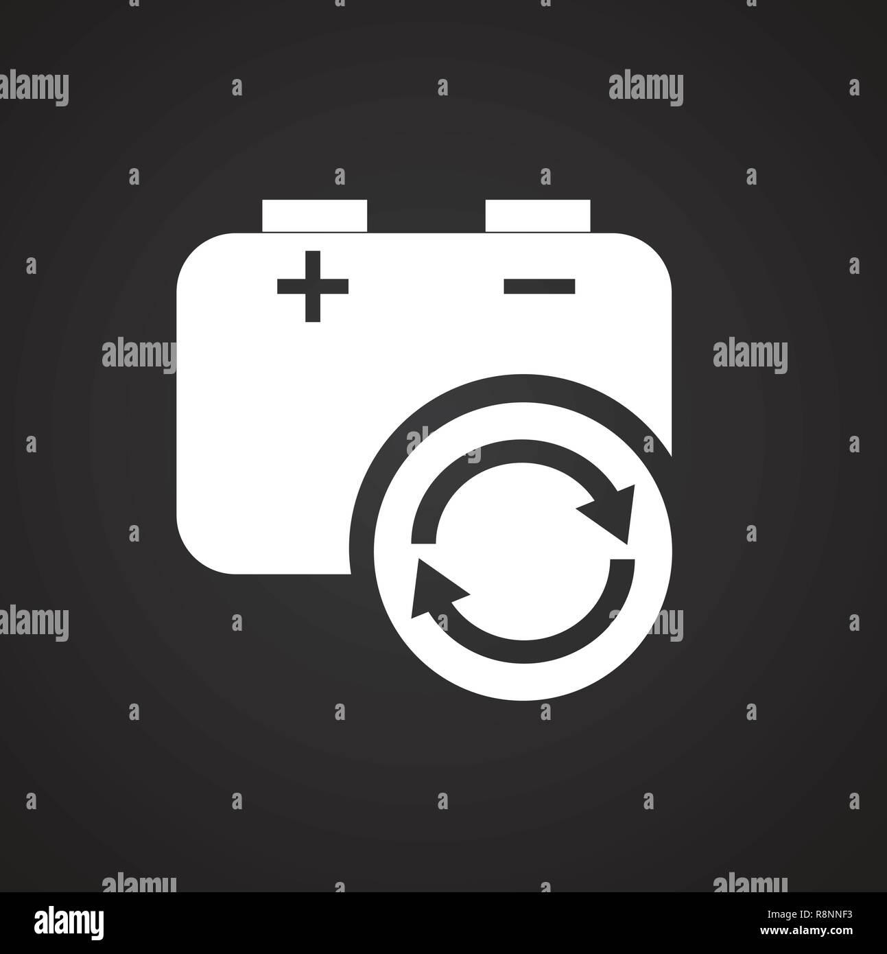 Battery recycle icon on black background for graphic and web design ...
