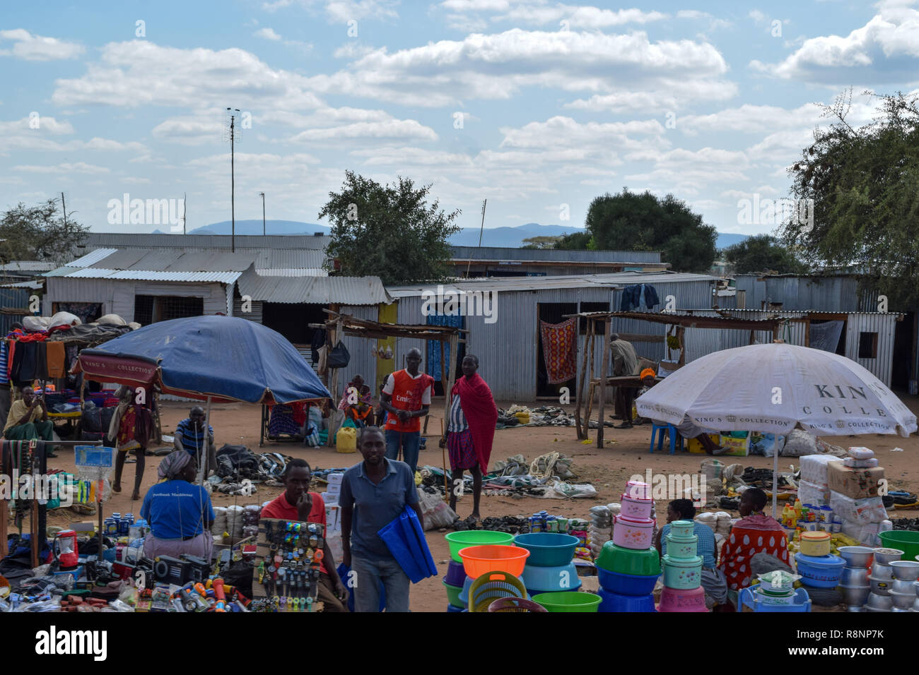 Members of masai community selling their wares at Magadi,Kenya Stock Photo