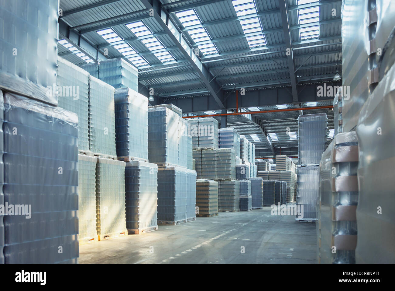 Warehouse with glass bottles Stock Photo