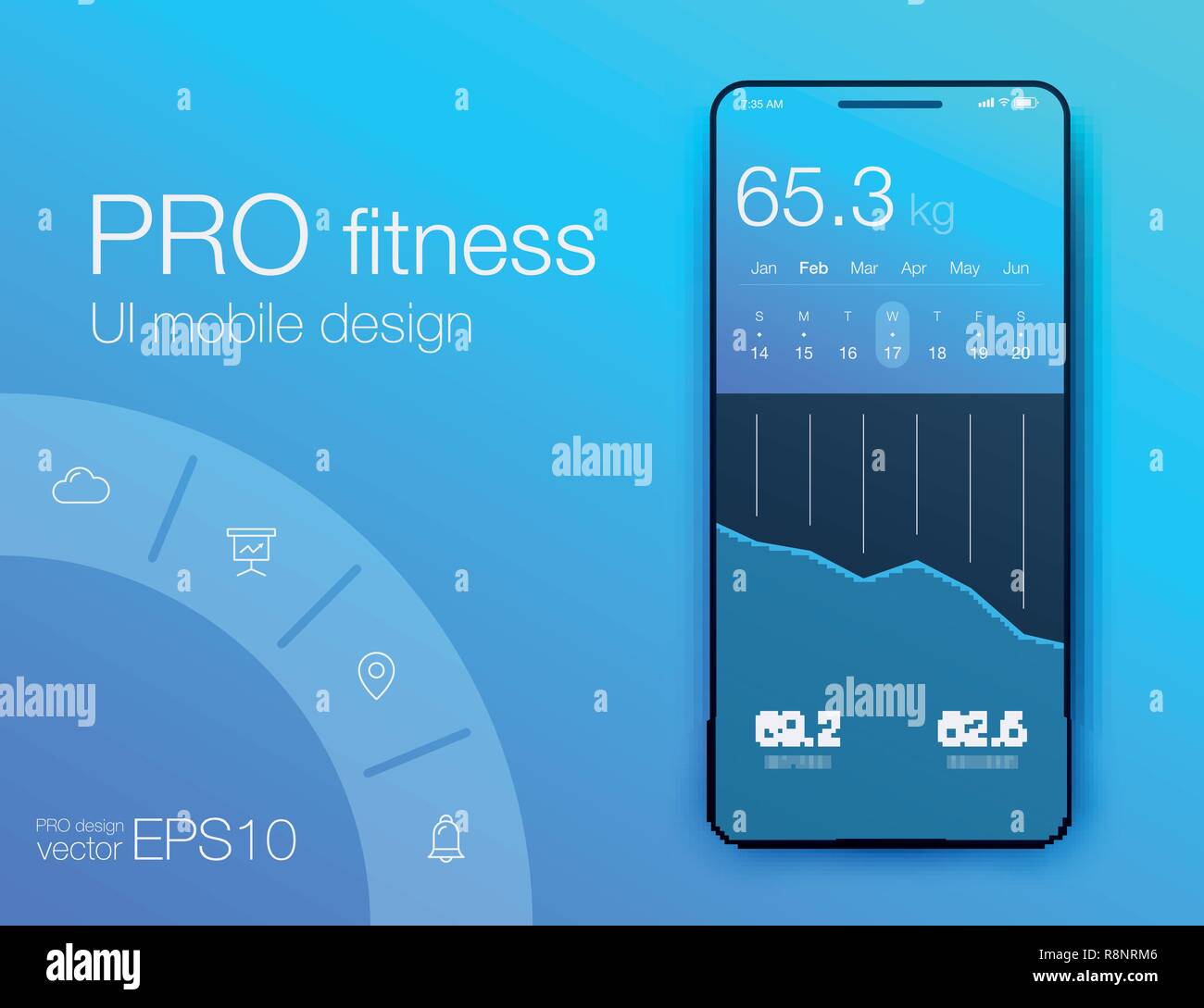 Fitness app. Ui ux design. UI design concept with web elements Stock ...