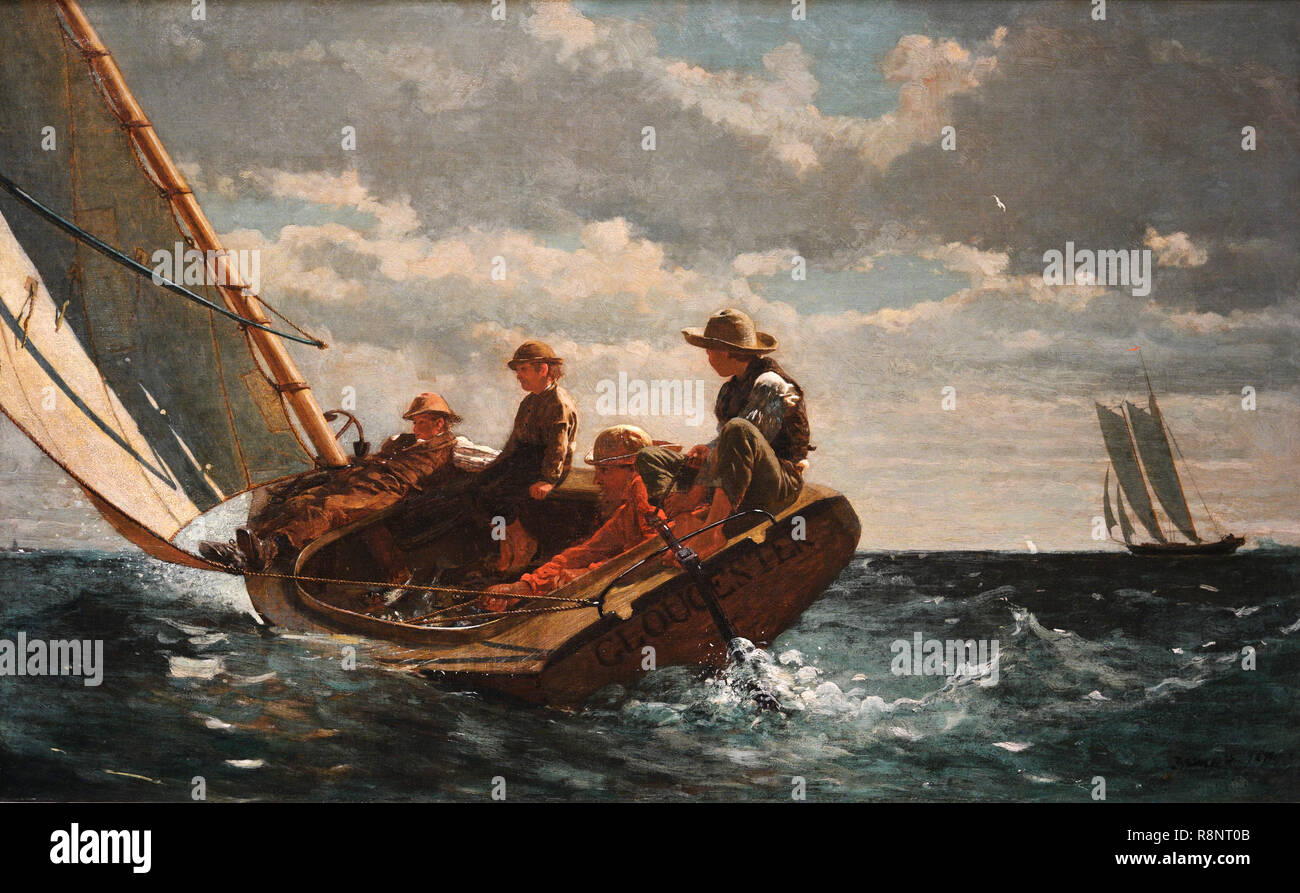 Winslow Homer painting - Breezing Up (A Fair Wind) 1873-1876 Stock Photo