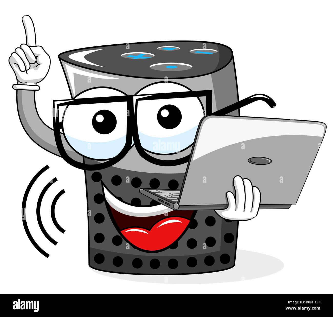 smart speaker cartoon funny laptop computer isolated on white Stock Photo -  Alamy